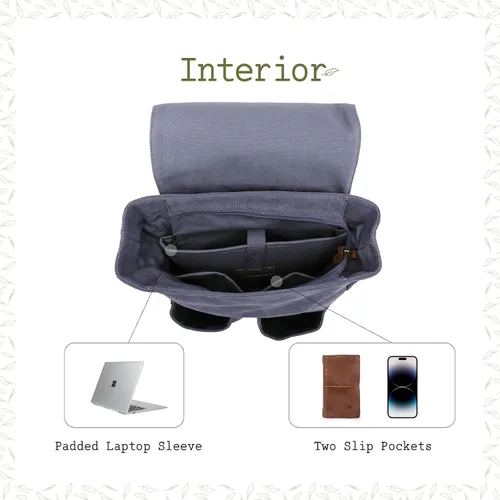 Vista 3 de TSD Brand Atona - Mochila de lona, Azul mezclilla, Tamaño único
