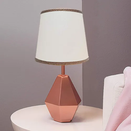 Vista 3 de Lambs & Ivy Lámpara hexagonal moderna de oro rosa con pantalla y bombilla