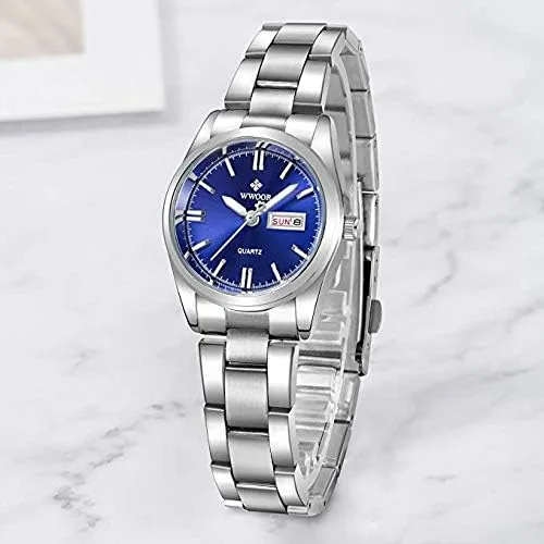 Vista 2 de Gosasa Reloj analógico de cuarzo para mujer, correa de acero inoxidable, color plateado, Reloj analógico