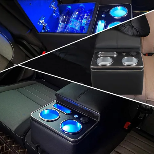 Vista 6 de Caja de Almacenamiento de Reposabrazos Mejorada con Portavasos y Soporte para Teléfono para Automóvil y Camioneta y Camión Piso Cabina Asiento