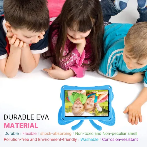 Vista 2 de FW Fire 7 - Funda para tablet para niños, Amazon Fire 7 2022, funda de mariposa con luz de atril, EVA, protección contra caídas, resistente, a