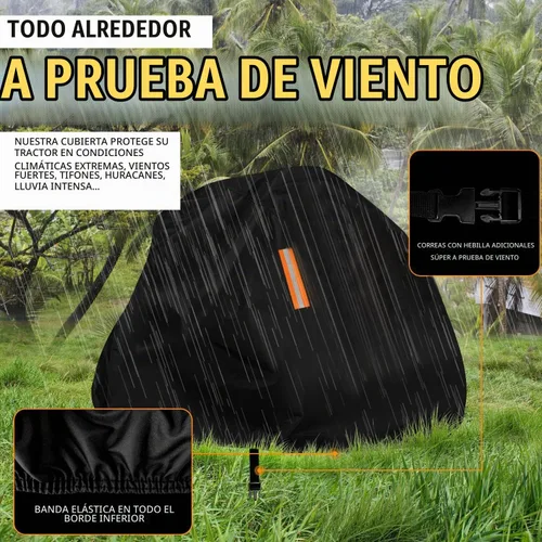 Vista 4 de Funda para cortacéspedes de montar impermeable para exteriores, fundas resistentes para tractor 600D anti-UV, ajuste universal para plataformas