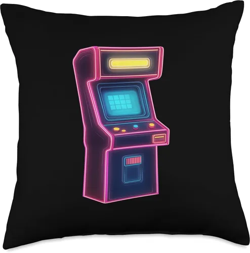 Vista 4 de Arcade Machine Vintage 80s 90s Retro Vaporwave Aesthetic Throw Pillow