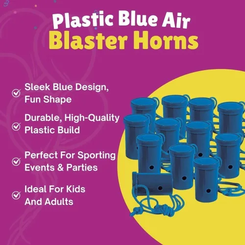 Vista 5 de Fun Express - Blue Air Blaster - Juguetes - Noisemakers - Spirit Noisemakers - 12 Piezas