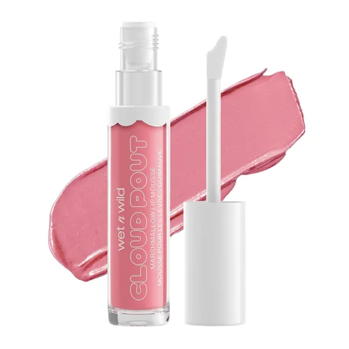 Vista 13 de wet n wild Liquid Lipstick Cloud Pout Marshmallow, Light Pink Cloud Chaser Mousse de crema labial mate Aceite de argán Vitamina E