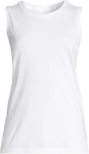 Vista 3 de Lands' End Supima - Camiseta sin mangas de algodón con cuello redondo para mujer