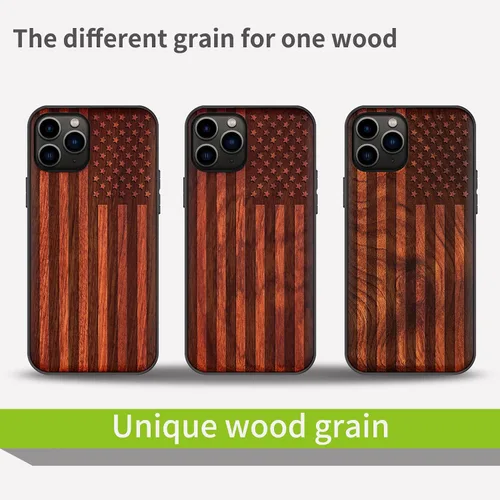 Vista 7 de Carveit Funda de madera para iPhone 11 Pro Max [madera real dura y TPU suave negro] a prueba de golpes, protector de teléfono de madera único