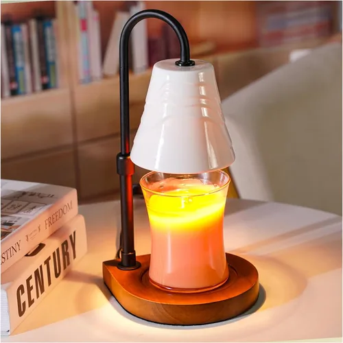 Vista 9 de Lámpara calentadora de velas con temporizador, calentador eléctrico de cera de fragancia regulable, elegante decoración del hogar, calentador