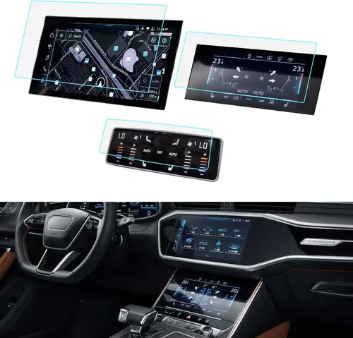 Vista 11 de LUWU Protector de pantalla para Audi A6 A7 Q8 2023 2024 Audi A6 A7 Q8 Accesorios 2019-2024 Audi A6 A7 Protector de pantalla de vidrio templado 9H