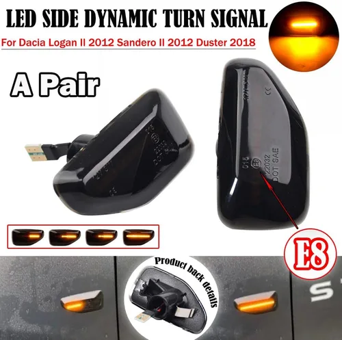 Vista 2 de Marcador lateral LED ámbar secuencial de señal de giro transparente de repuesto para Logan MCV II Sandero Stepway II 2012-2020 para Duster II Negro