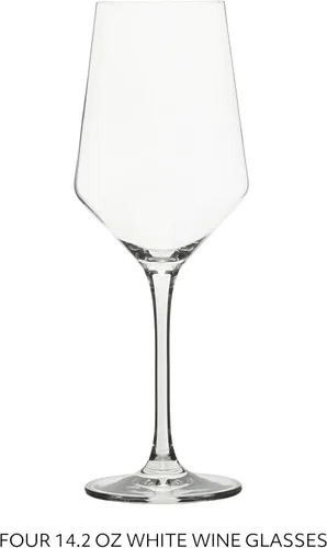 Vista 3 de Sur La Table Kitchen Essentials Vino Breeze Crystal Clear - Juego de 4 copas de vino blanco multiusos de 14 onzas con silueta curva moderna