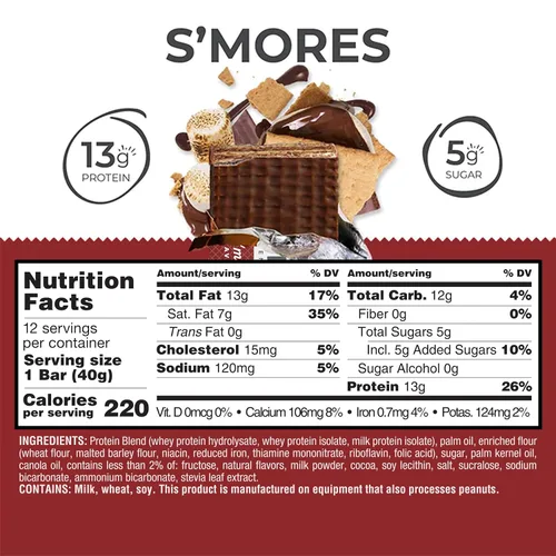 Vista 2 de Power Crunch Barras de oblea de proteínas, bocadillos ricos en proteínas con delicioso sabor, S'Mores, 1.4 onzas (12 unidades)