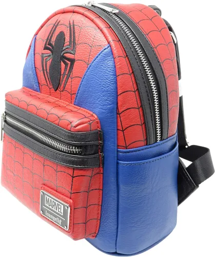 Vista 2 de Loungefly X Mochila de cuero sintético de Marvel Spider-Man Suit Mini RojoAzul Viajar
