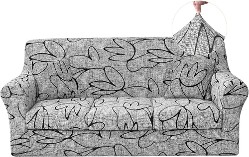Vista 23 de JQinHome Funda elástica de 4 piezas para sofá, funda para sofá, funda para loveseat con 2 fundas de cojín separadas, protector de muebles lavable
