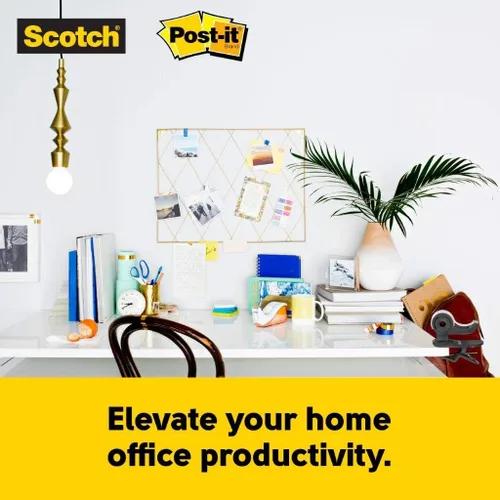 Vista 4 de Kit Work From Home Essentials, incluye dispensador de cinta de clip y torsión, tijeras de precisión y Post-it