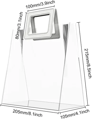 Vista 3 de Zwish 6 bolsas de regalo transparentes con asa de 8.5 x 8.1 x 4.1 pulgadas, bolsas de regalo transparentes a granel para recuerdos de fiesta, boda