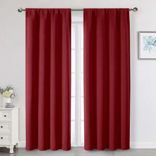Vista 103 de Cortinas opacas para dormitorio, sala de estar, juego de 2 paneles de 54 pulgadas de largo, cortinas de oscurecimiento de habitación con aislamiento