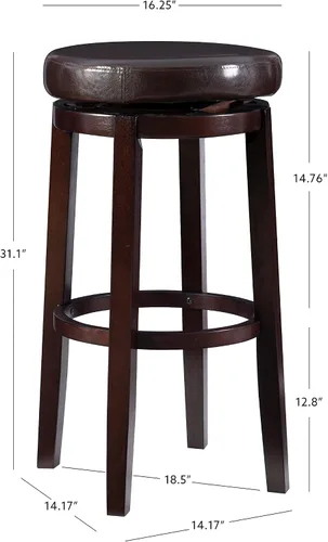 Vista 3 de Linon Maya Bar, taburete marrón, 29" Barra marrón
