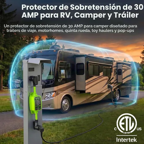 Vista 7 de GEARit Protector contra sobretensiones RV de 30 amperios con analizador
