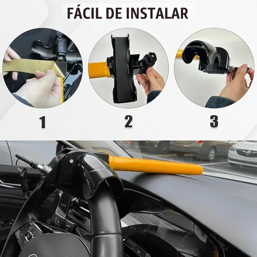 Vista 5 de FLKQC - Cerradura antirrobo para volante, se adapta a ruedas Str de hasta