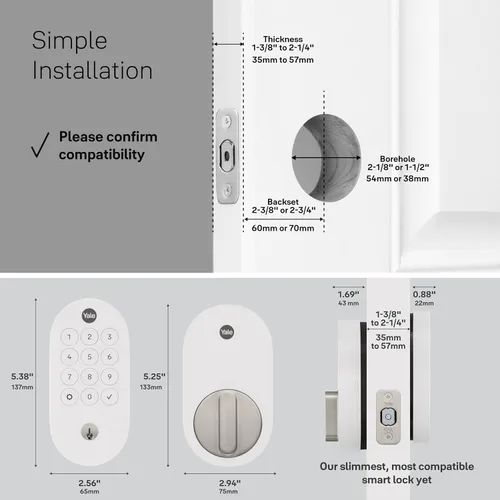 Vista 7 de Yale Cerradura Inteligente de Pestillo con Llave Ash con Google Matter, YRD510-MT1-ASH
