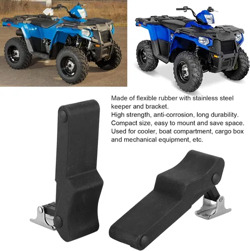 Vista 2 de 2 piezas de pestillo de goma para estante de almacenamiento delantero Compatible con Polaris Sportsman 450 570 850 Touring ETX 7081927 Negro