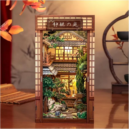 Vista 8 de Fsolis - Kit de rincón de libros - Kit de escena en miniatura DIY para adultos, rompecabezas de madera 3D, mini casa, mini manualidades, estantería