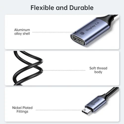 Vista 6 de Adaptador USB C a DisplayPort 1.4 8K @60Hz, Thunderbolt 4/3 a DisplayPort Convertidor Compatible con iPhone 16/15, Galaxy S25, MacBook Pro/Air, iPad
