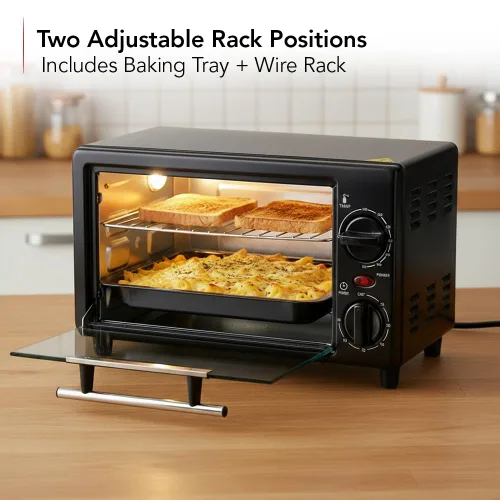 Vista 3 de OVENTE Horno tostador de encimera de 8L con temporizador de 60 minutos, control de temperatura ajustable, bandeja para hornear fácil de limpiar