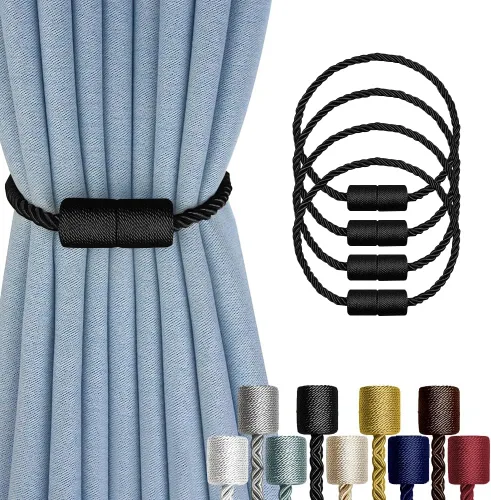 Vista 7 de Paquete de 2 alzapaños magnéticos fuertes para cortinas para exteriores, alzapaños decorativos modernos, hechos a mano, sujetadores decorativos