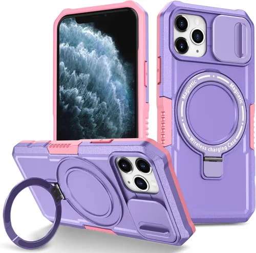 Vista 93 de Funda magnética para iPhone 11, soporte de anillo con ventana corrediza, funda protectora mate a prueba de golpes para iPhone 11 6.1, fundas