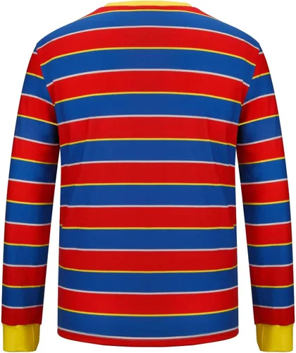 Vista 3 de HORNIGHT Camiseta de Bert Ernie para hombre, multicolor, a rayas, manga larga, disfraz de Halloween y cosplay