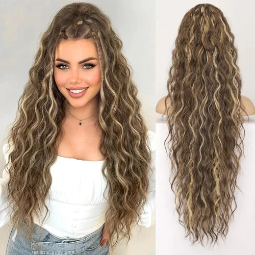Vista 54 de KooKaStyle Extensión de cola de caballo con cordón de 26 pulgadas (66 cm) para mujeres, extensiones de cabello sintético rizado largo para uso