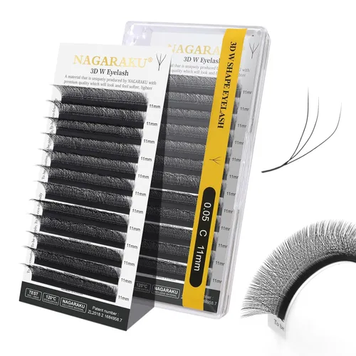 Vista 384 de NAGARAKU Extensiones de pestañas prefabricadas en abanico 3D W 0.05 C 0.315 0.05-C 3D W