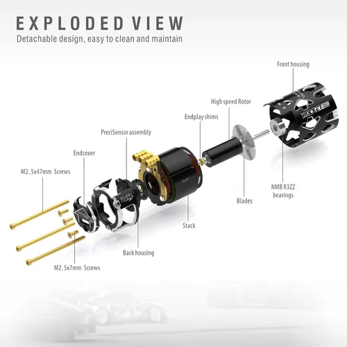Vista 8 de Surpass Hobby Rocket RC Thunder Power 540 Drift Sensor Motor para 1/10th RC Car Púrpura (10.5T)