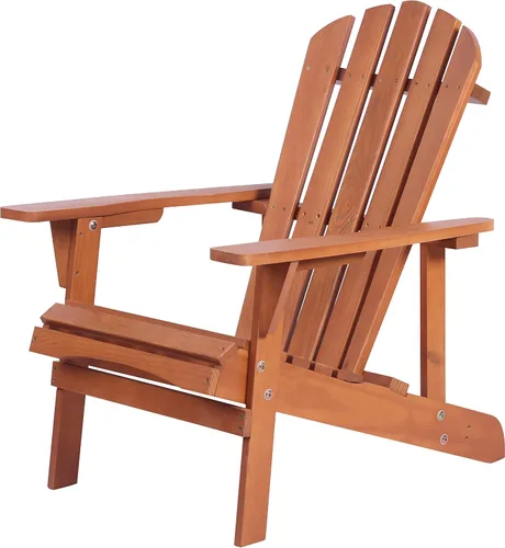 Vista 3 de Silla Adirondack de madera maciza para patio trasero, jardín, césped, porche, color beige