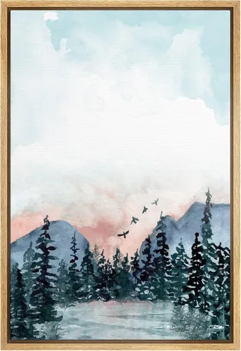 Vista 17 de SIGNWIN Lienzo Enmarcado Impresión de Arte de Pared Collage de Hojas de Bosque Verde Pastel Naturaleza Vida Silvestre Ilustraciones Arte Moderno