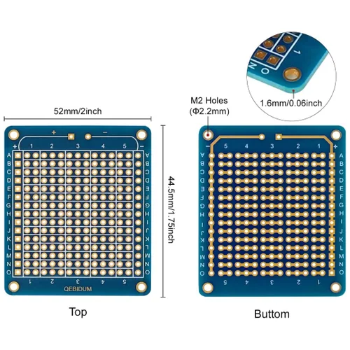 Vista 3 de Paquete de 10 mini tablas de pan soldables para bricolaje electrónico, placa de prototipo de PCB para proyectos Arduino, placas Perma-Proto de doble