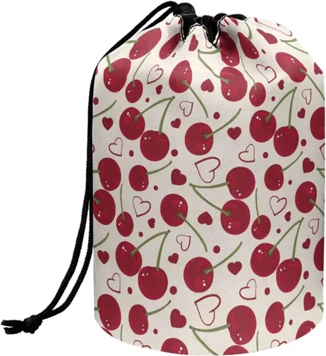 Vista 16 de Poceacles Bolsas de maquillaje con cordón para mujer, bolsa de cosméticos de viaje, multifuncional, bolsa de almacenamiento, Margarita azul