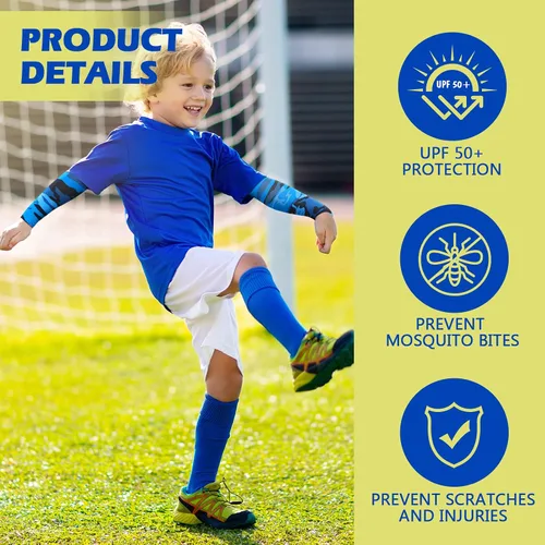 Vista 3 de Mepase 14 pares de mangas para brazos para niños, con protección UV, brazo de enfriamiento de compresión, cubierta deportiva para niños, béisbol