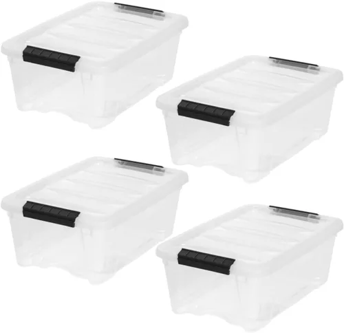 Vista 13 de IRIS USA Contenedores de almacenamiento de plástico apilables de 6 cuartos de galón con tapas, paquete de 3 - Sin BPA, fabricado en EE.UU.