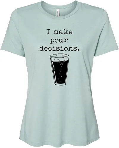 Vista 14 de Cute Women's Screen Printed Crew Neck Tee, Shirts With Sayings, Dusty Blue or Olive