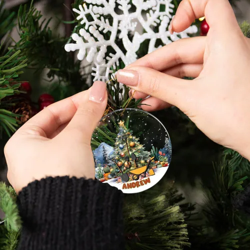 Vista 4 de Adorno personalizado de arbolista para mujeres y hombres, acrílico de Navidad, nombre personalizado, 2.90 x 2.90 pulgadas, árbol colgante