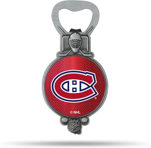 Vista 7 de Rico Industries NHL - Abrebotellas magnético de hockey, acero inoxidable, imán fuerte para exhibir en el refrigerador