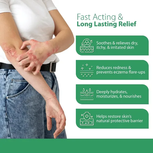 Vista 4 de Loción de eczema de avena coloidal al 2% - Crema calmante e hidratante antipicazón y loción corporal con aloe vera, karité y glicerina, crema