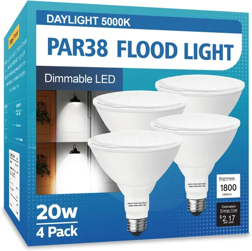 Vista 12 de PAR38 Bombillas LED de inundación para exteriores, paquete de 2 unidades, regulables 20 W (equivalente a 200 W) bombillas de inundación de base E26