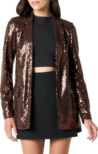 Vista 23 de The Drop Blake - Blazer largo para mujer Boucle negro