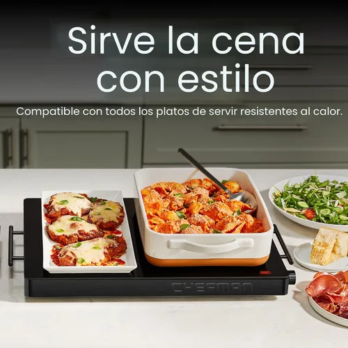 Vista 6 de Chefman Bandeja de calentamiento eléctrica con control de temperatura ajustable, perfecta para bufés, restaurantes, fiestas, eventos y cenas
