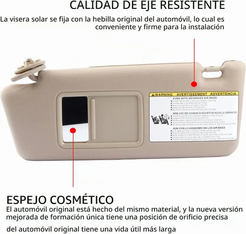 Vista 3 de Dasbecan - Visera solar para el lado izquierdo del conductor compatible con Toyota Tacoma 2005, 2006, 2007, 2008, 2009, 2010, 2011, 2012, 2013 Beige