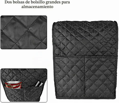 Vista 4 de Cubierta a prueba de polvo para batidora de pie con bolsa organizadora para mezclador KitchenAid para mantenerlo limpio y seguro (negro)
